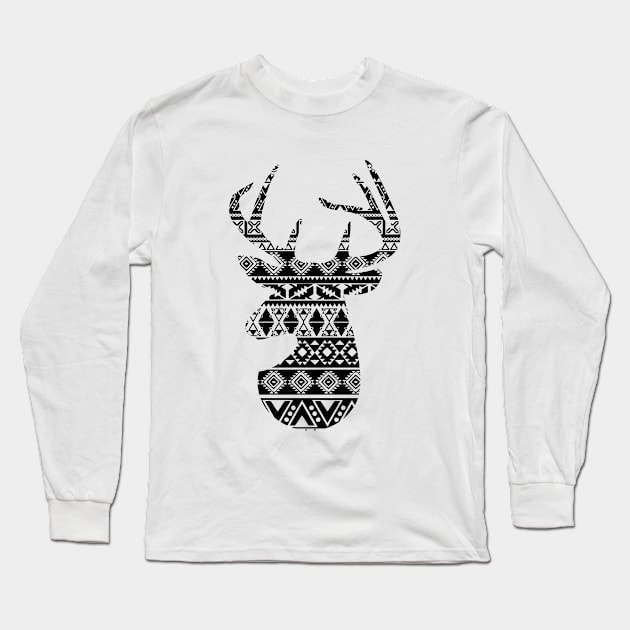 Big Buck Series: Patterned Buck Head Long Sleeve T-Shirt by Jarecrow 